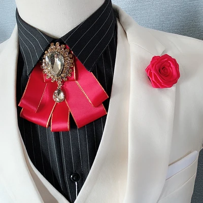 Free Shipping New male fashion Men's Wedding Groom Party Hosts Flower Collar flower Bow Tie pocket towel set 2 PCS SET - Цвет: set 24
