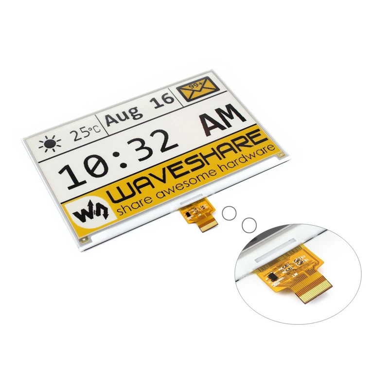 Waveshare 7,5 дюймовый E-Ink Raw дисплей панель без PCB, 640X384 E-paper, три цвета: желтый черный белый SPI интерфейс, без подсветки