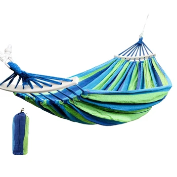 

185X100cm Hammock Rainbow Striped Outdoor Leisure Bed Travel Camping Hanging Hammock Single Swing Lazy Chair Canvas,Blue