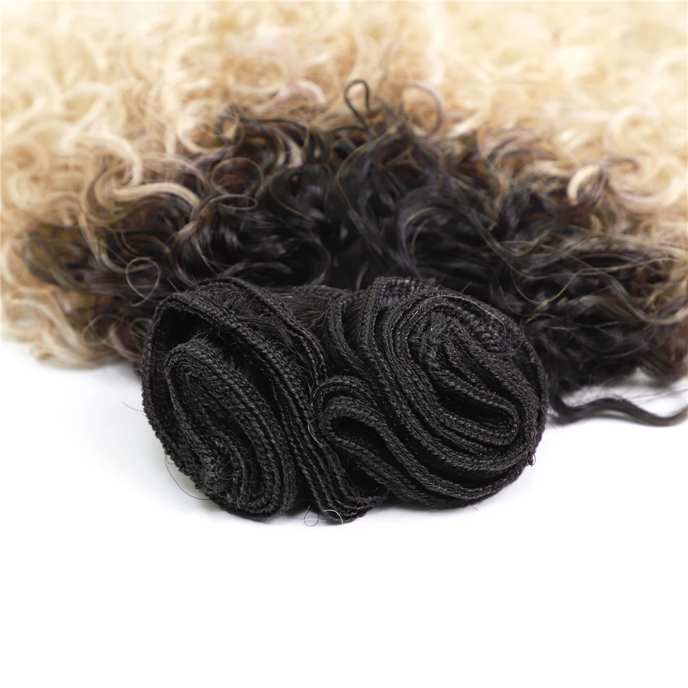 Кудрявые вьющиеся волосы для наращивания Омбре цвет T613 термостойкие волокна синтетические волосы для женщин 1" 6 Пряди все в одной упаковке