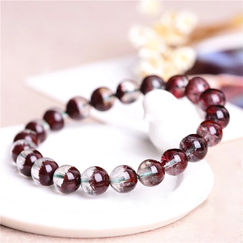 

Women's bracelet natural crystal red ghost,Feminine 8mm Crystal Beads Elastic Bracelet,simple charm ma'am jewelry,treasure pot