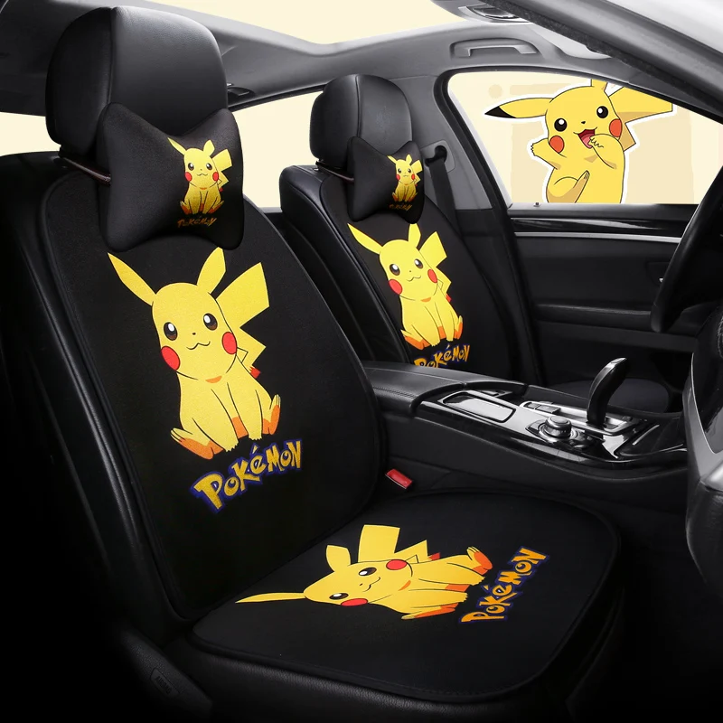 

1 Seat Cartoon Car Seat Cover Set Protector Cushion Auto Seat Covers Universal Cute Pikachu Brown Bear Car Accessories For Girls