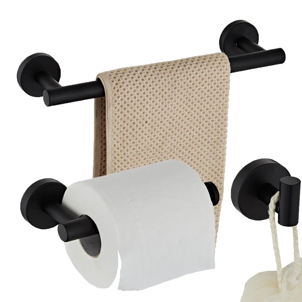 

Black And White with Pattern Towel Rack Set Stainless Steel 304 Bathroom Rack Holder Sanitary Ware Hardware Accessories Manufact