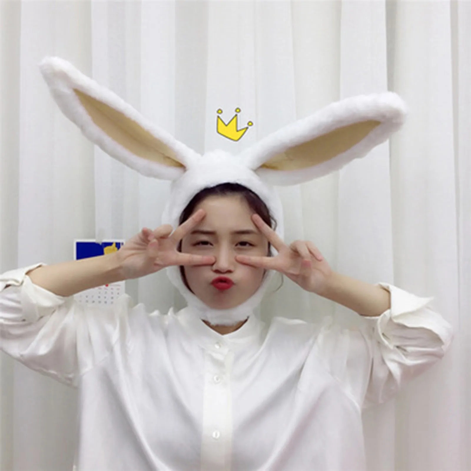 Cute Girl Hat Plush Rabbit Bunny Ears Hat Earflap Cap Head Warmer Photo Supply 