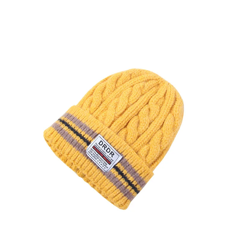 Fashion Thick Twist Thread Knitted Hat Female Artificial Winter Hats Caps Girl Women Thread Knit Beanies stripe 4N9214