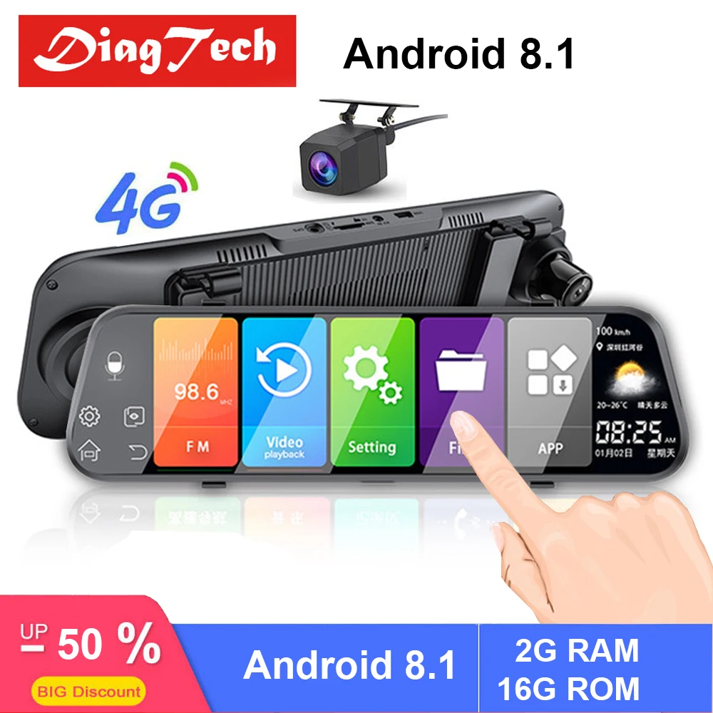 Зеркало видеорегистратор 10 '' GPS FHD 1080P Android 8 1 ночное видение|Видеозеркало для