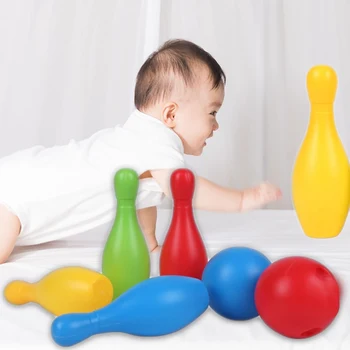 

Colorful Standard 12 Piece Bowling Set w/ 10 Pins, 2 Bowling Balls Children Kids Educational Toy Party Fun Family Game