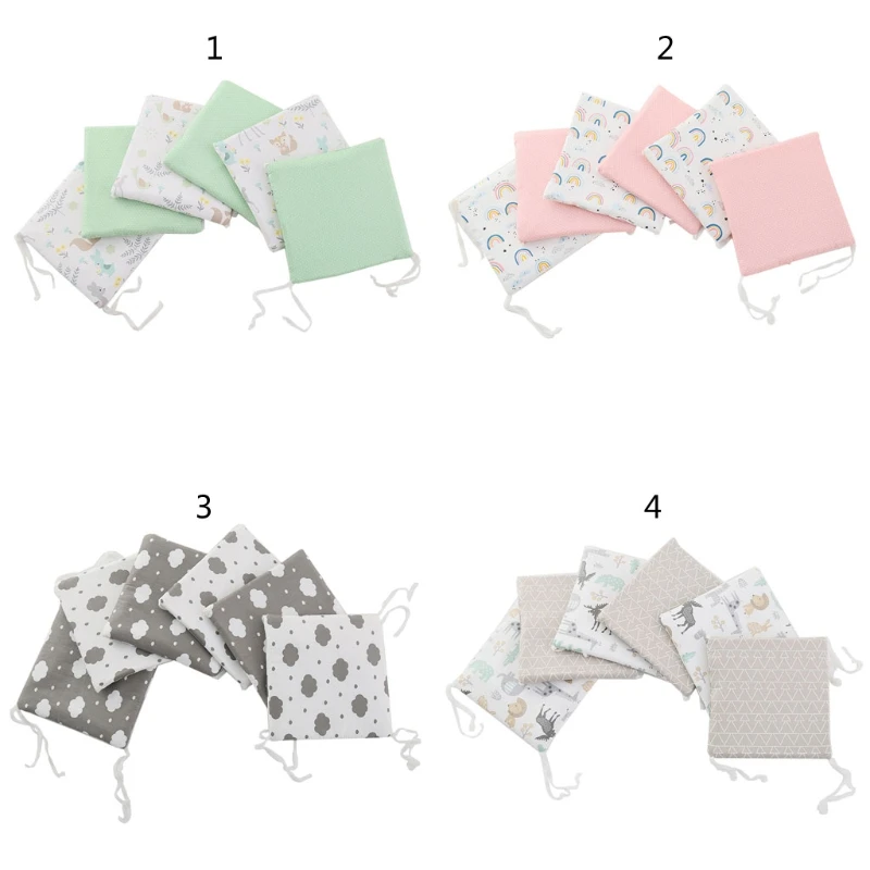 

2023 New 6 Pcs Baby Cot Bumper Newborn Bed Soft Cotton Protector Pillows Infant Cushion Mat Nursery Bedding Room Decor