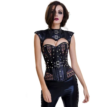

Steampunk Corset Gothic Bustier 16 Boned Overbust Top Panel Delightful Garment Tummy Slimming Clothes