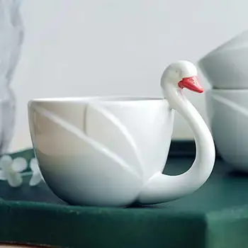 

Personalized Swan Coffee Mug Ceramic Travel Mug Tea Cup for Coffee or Tea Handmade Porcelain Style Shape Accessories Feature