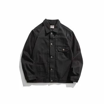 

men black denim jacket regular fit