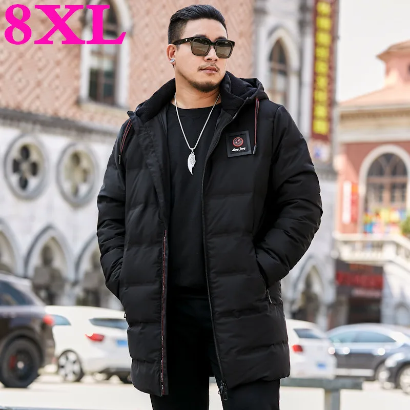 

2019 plus size 8XL 7XL Winter New Men's Down Jacket Fashion Casual Hooded Thick Warm Long Coat Jacket
