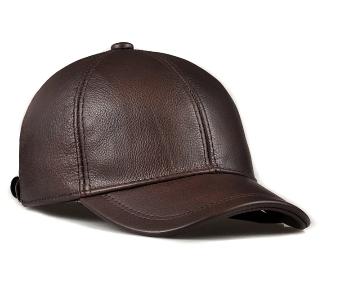 Verkäufe Winter männer braun/schwarz Farbe Echt Leder Baseball Caps Männer Damen Jugend Ente Zunge Warmer Hüte Hip Pop motorhaube Femme – Detail 12