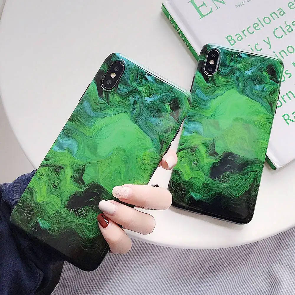 KISSCASE Роскошный Зеленый Мраморный чехол для телефона iPhone XR X XS MAX 6 6S 7 8 Plus Мягкий IMD