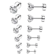 6 шт., нержавеющая сталь, пирсинг серьги-гвоздики, штанга, серьги-гвоздики, Круглые, Новая мода для женщин, девушек, серьги-гвоздики, свадебные ювелирные изделия, подарок#1029