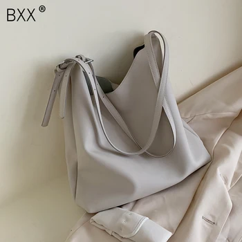 

[BXX] Women Single Shoulder Bag All-match Large Capacity Package 2020 Popular PU Leather Tide Personality Travel Tote Bag HI432