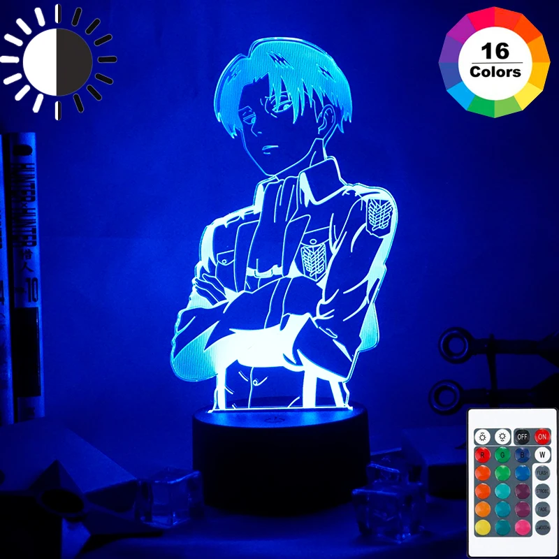 

Acrylic Table Lamp Anime Attack on Titan for Home Room Decor Light Cool Kid Child Gift Captain Levi Ackerman Figure Night Light