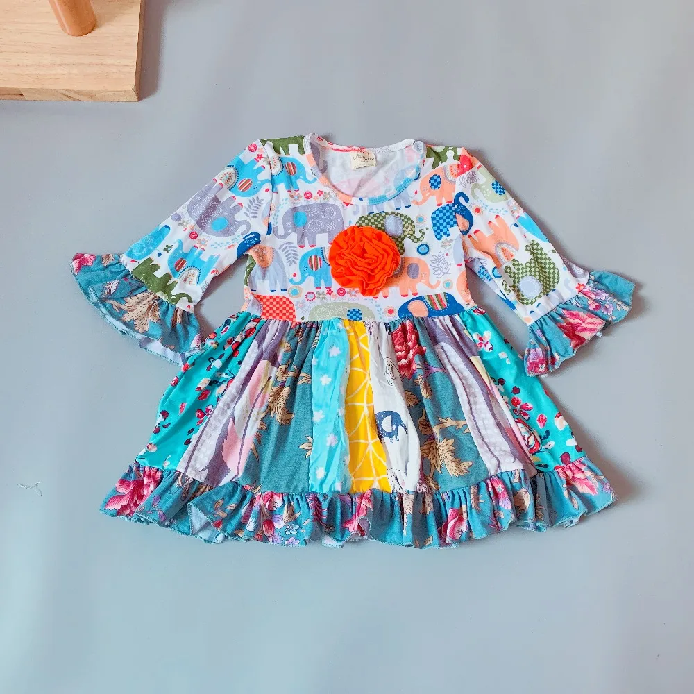 Платье с цветочным принтом для девочек от 2 до 4 лет, платье принцессы с короткими рукавами и оборками для маленьких девочек