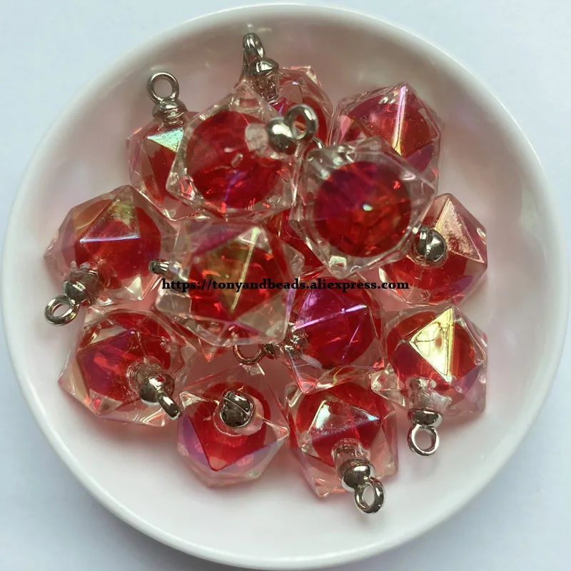 (1 Los = 10 Stück) Würfelform, glatte Perle in Perlen, Acryl, kleiner Anhänger, Größe 15 mm, 8 Farben für Schmuckherstellung, DIY – Detail 3
