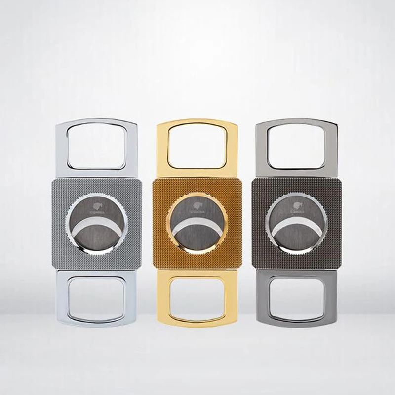 

COHIBA Classic Stainless Steel Dual Blades Cigar Cutter Sharp Round Cutting Hole Tobacco Cutting For Cigars With Gift Box