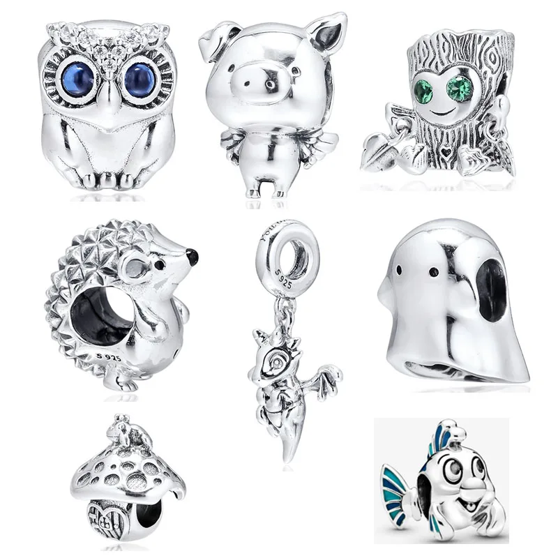 

Beads Fit Pandora Bracelets 100% 925 Sterling Silver Nino Boo Magic Dragon Tree Monster Owl Pig Mushroom Frog Mermaid Charm