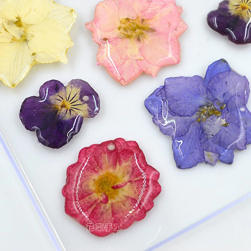 12 Pieces Beautiful Pressed Larkspur Flower Natural Dried Flowers for Making Necklaces Pendant Charms Art Crafts