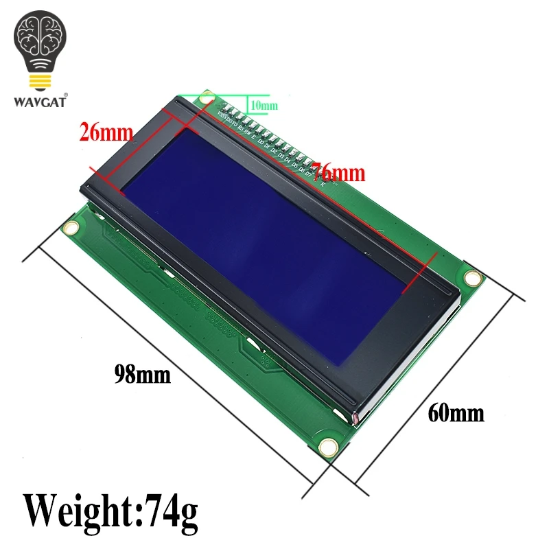 Серийный ЖК модуль IIC/I2C/TWI 2004 с синей и зеленой подсветкой для Arduino UNO R3 MEGA2560 20X4 LCD