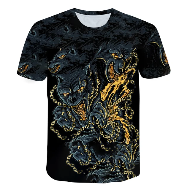 New Wolf T-shirt 3D Print Summer T shirt for Men Casual Oversized Men's Sports T-shirt O-neck hip hop Short Sleeve Tops Clothes t shirt for men-T895