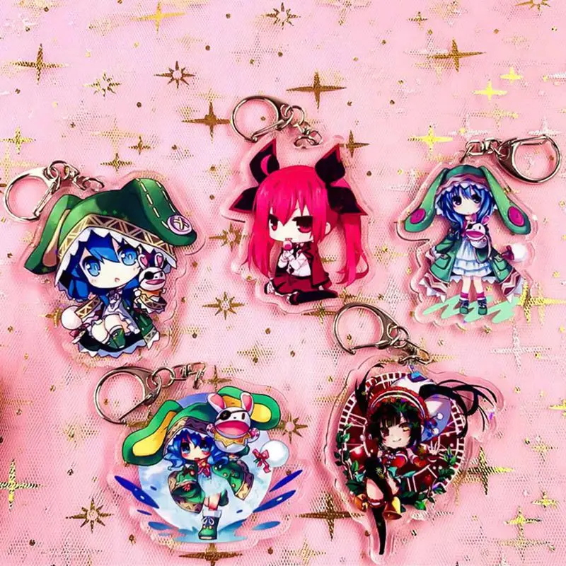 Anime Key Chain Date A Live Yoshino Cosplay Acrylic Keychain Yatogami Tohka Tokisaki Kurumi Pendant Chaveiros Llaveros