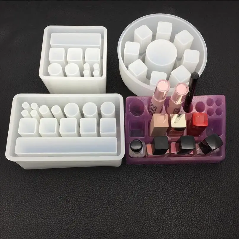 

Diy crystal Epoxy mold square square lipstick storage box round handmade mirror jewelry
