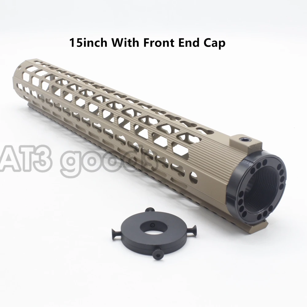 15in 16TPI With Cap 12,15, 17 дюймов Длина загар плавающая рейка Keymod Handguard Сверхлегкий подходит винтовка AR-10/DPMS LR-308 - Цвет: 15in 16TPI With Cap