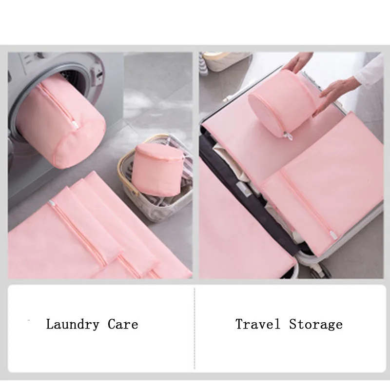 Beautiful Rose Pink Laundry Bag Lingerie Bra Clothes Sheet Zip Wash Bags Washing Machine Accessories Polyester Mesh Net Bag