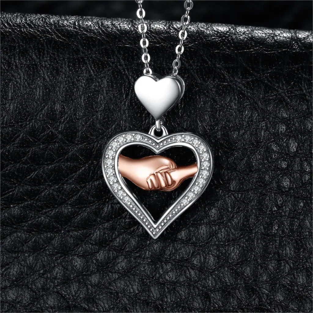 Ожерелье с подвеской Love Hand to HandSilver из стерлингового серебра 925 пробы Серебряное колье эффектное ожерелье женское сере