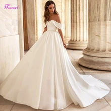 Fsuzwel элегантное платье с вырезом "лодочка" атласное свадебное платье трапециевидной формы со шлейфом роскошное бисерное винтажное платье для невесты Vestido de Noiva