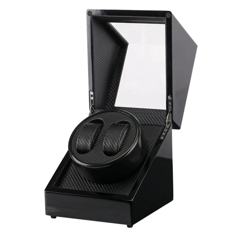 Часы для хранения Двойные часы виндеры Складная перегородка пианино глянцевый черный углеродное волокно тихий мотор для хранения дисплей