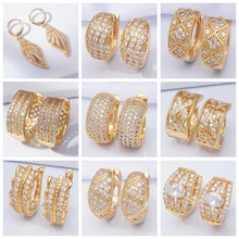 Indian Sieraden Luxe Designer Gouden Oorbellen Aaa Zirconia Kleine Hoepel Oorbellen Voor Vrouwen Nieuwe 31 Verschillende Stijlen(China)