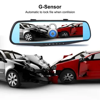 

1PC Car DVR Camera Video Recorder 2.8inch 720P Rearview Mirror Dash Cam 120Degree Angle Vehicle Dual Lens
