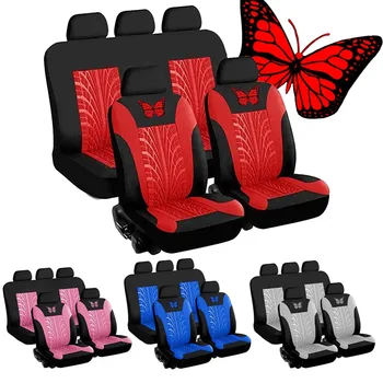 

9pcs For 5 Seat Car Automobile Car Seat Cover Protector Soft Universal 3D Butterfly pattern for Auto Cars SUV