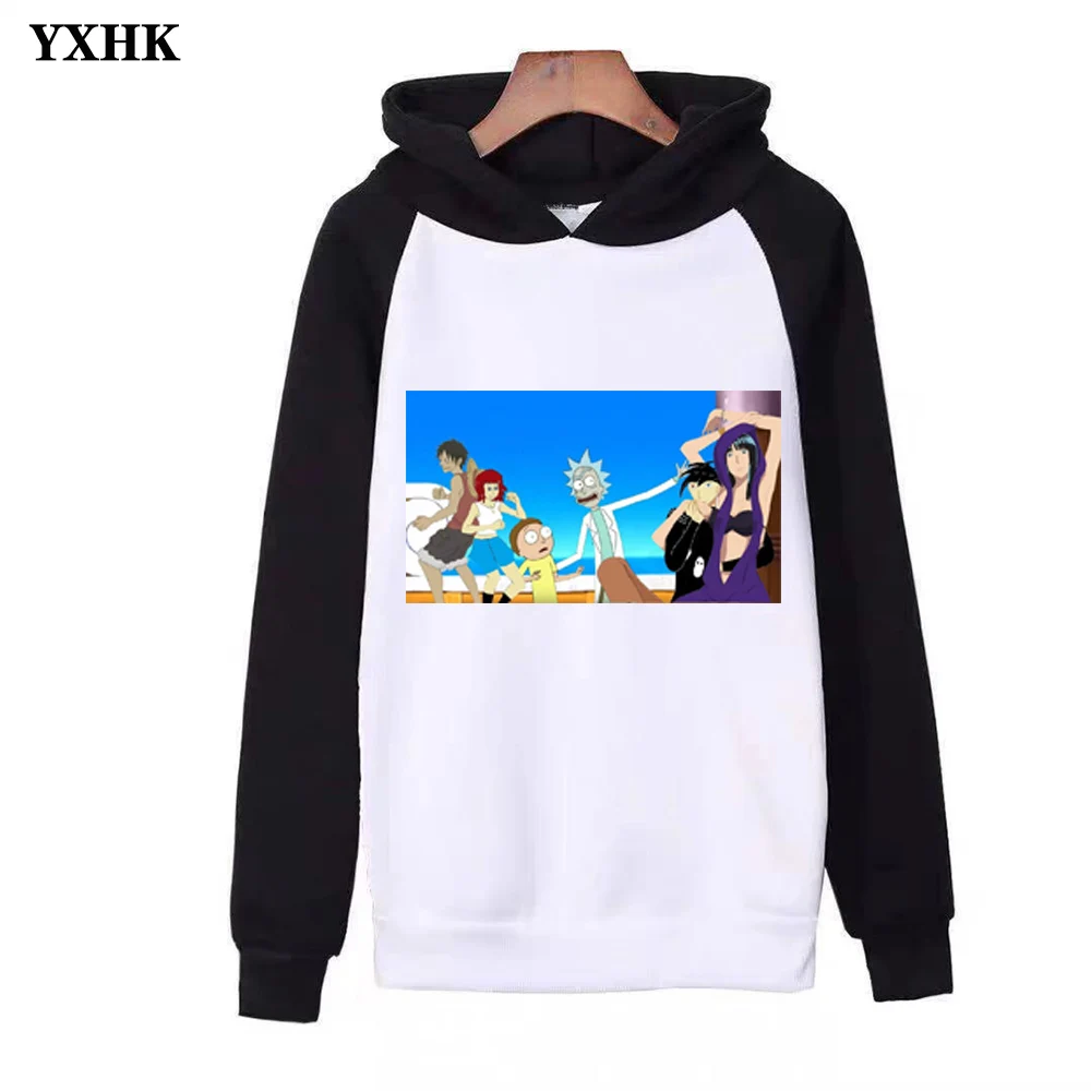 

2019 New One Piece Rick and Morty Joint Name Hooded Sweatshirts Print Women Men's Hoodies Man Casual Hoodie 100% Cotton Coat