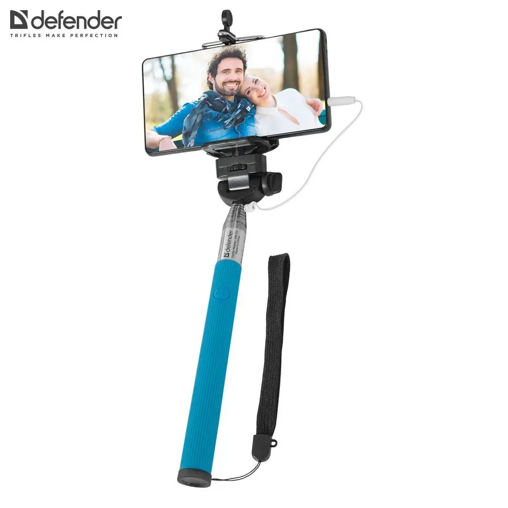 Штатив для селфи Defender Selfie Master SM-02 голубой, проводной, 20-98 см