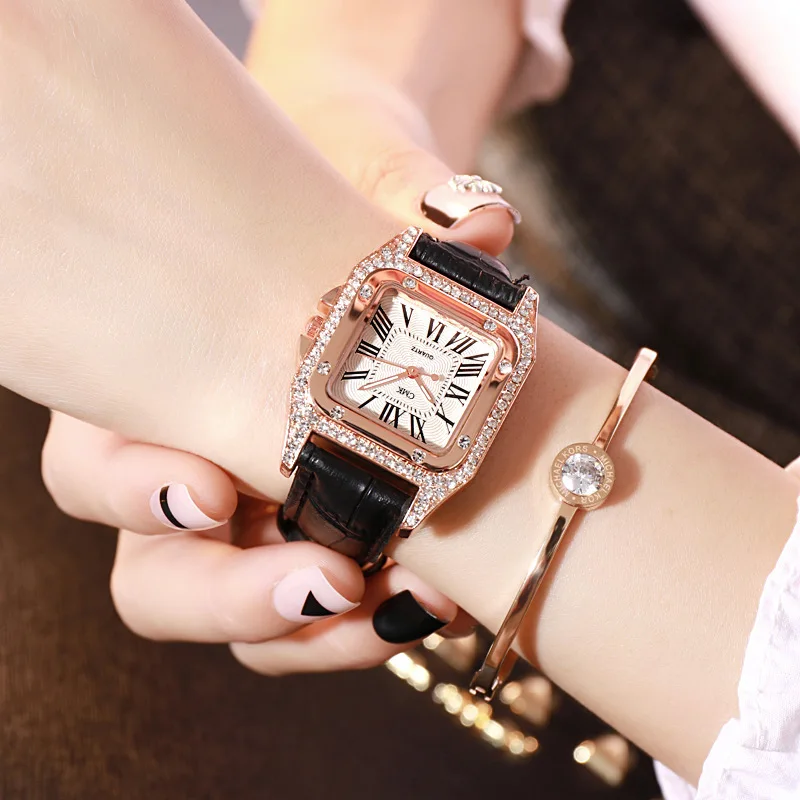 

New Style Fashion Watch Simple Square Trend WOMEN'S Watch Man-made Diamond Quartz Watch Small Students Women's Watch