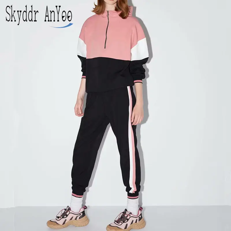 

2019 Autumn Two Piece Set Tracksuit Women Hoodies Two Piece Outfits Jogging Femme Clothes Loose Casual Hoodies Set Roupas