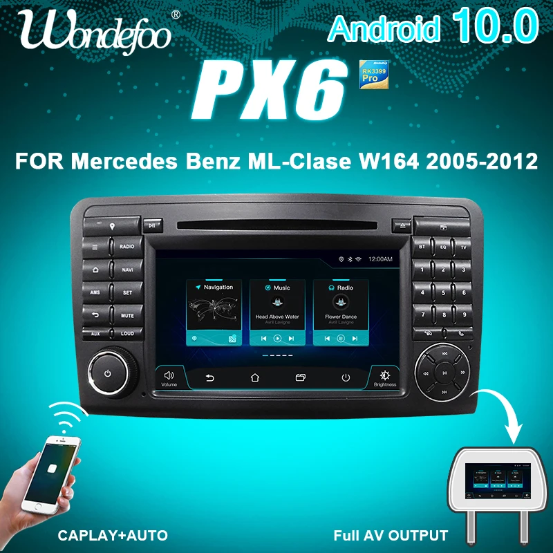Wondefoo PX6 автомобильный радиоприемник магнитола 2 DIN Android 10 Автомагнитола для Mercedes ML