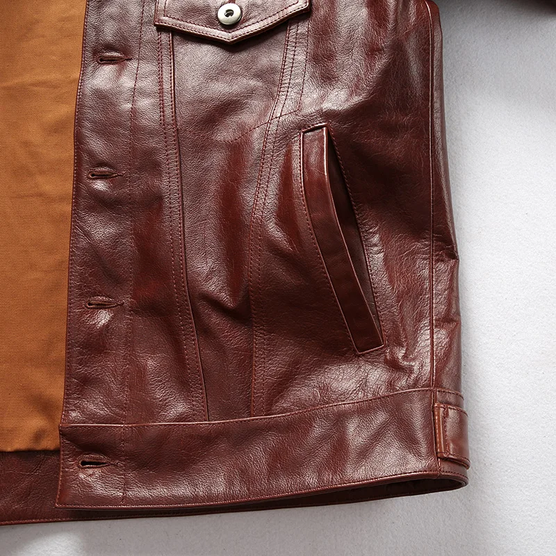 Black Friday 1813 Read Description! Asian size genuine cow skin leather jacket mens cowhide casual vintage leather jacket