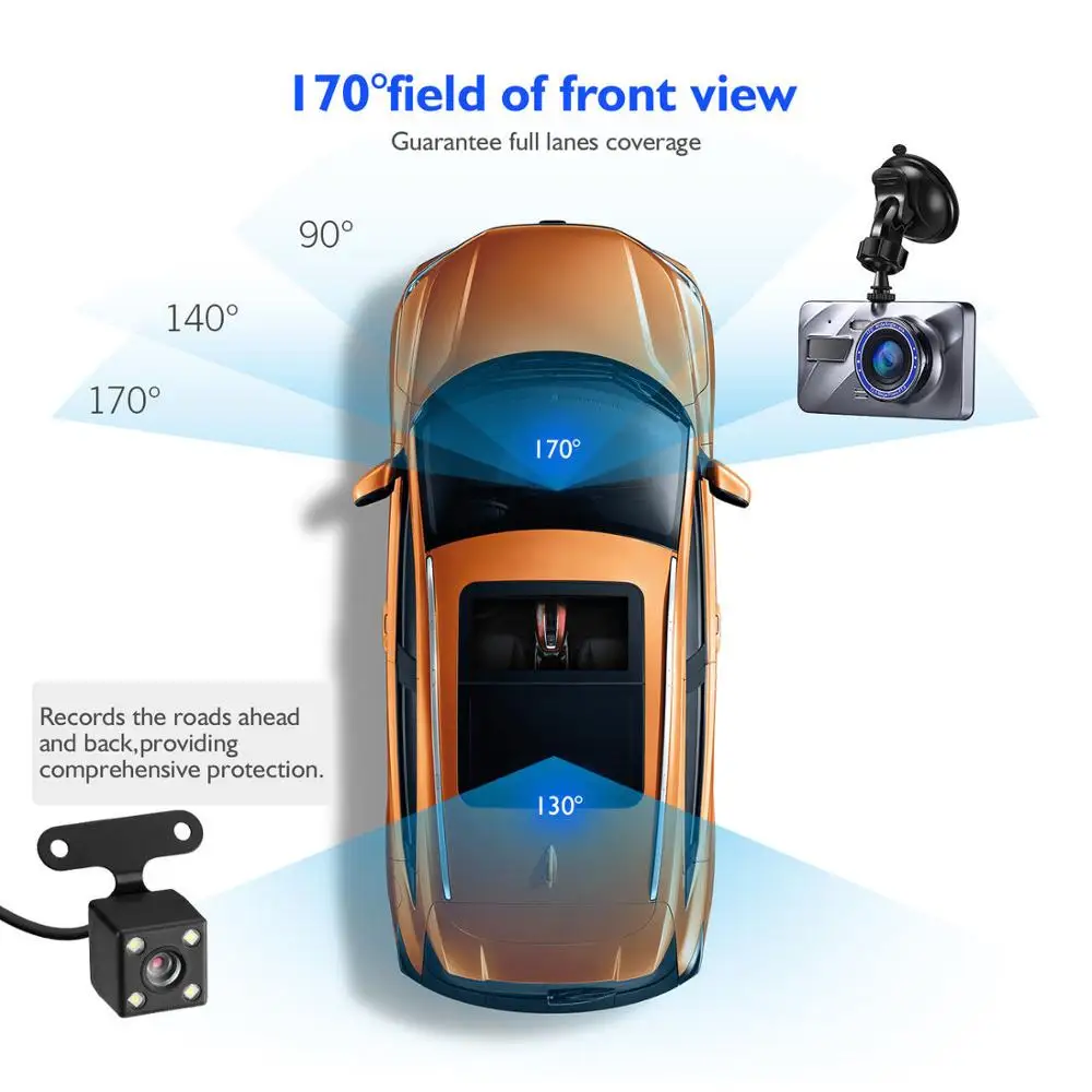 Full HD 1080P 4 &quotIPS Автомобильный видеорегистратор автомобильная камера на приборную