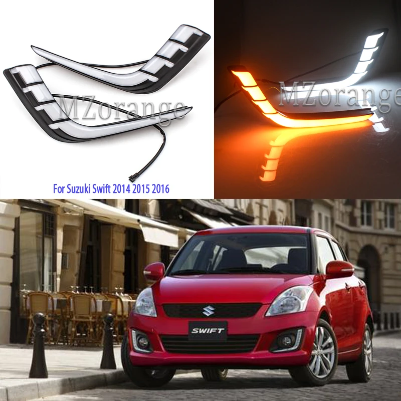 Для Suzuki Swift светодиодный DRL головной светильник дневные ходовые огни противотуманный светильник s крышка головной светильник Противотуманные фары Дневной светильник - Цвет: white and yellow