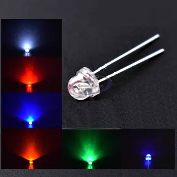

100Pcs 5mm Diode Straw Hat White Red Green Blue Yellow Pink Smd Smt Led Water Clear Super Bright Wide Angle Bulb 20000mcd Lamp