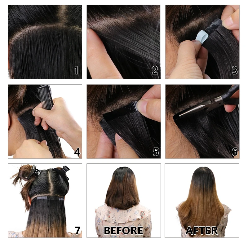 Tape in Hair Extensions Water Wave For Black Women Body Wave 100% Human Hair Adhesive Invisible Black Hair Wet and Wavy