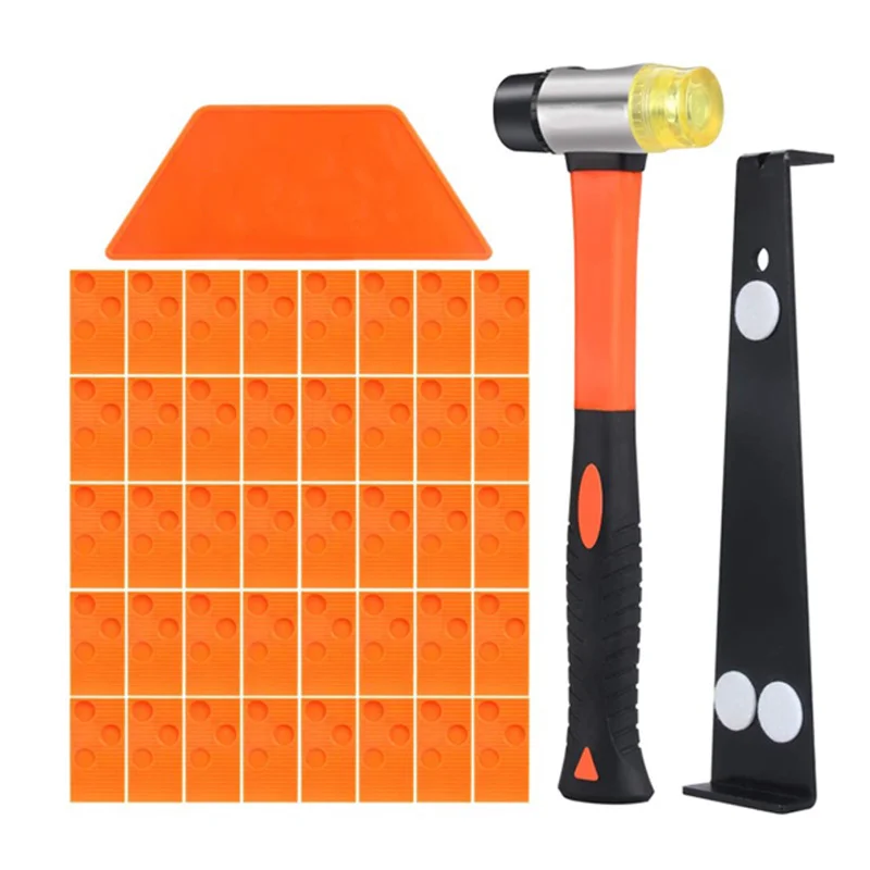 

Flooring Kit Wood Flooring Installation Kit with 40 Spacers Tapping Block Pull Bar and 35mm Mallet Double-Sided Rubber Mallet