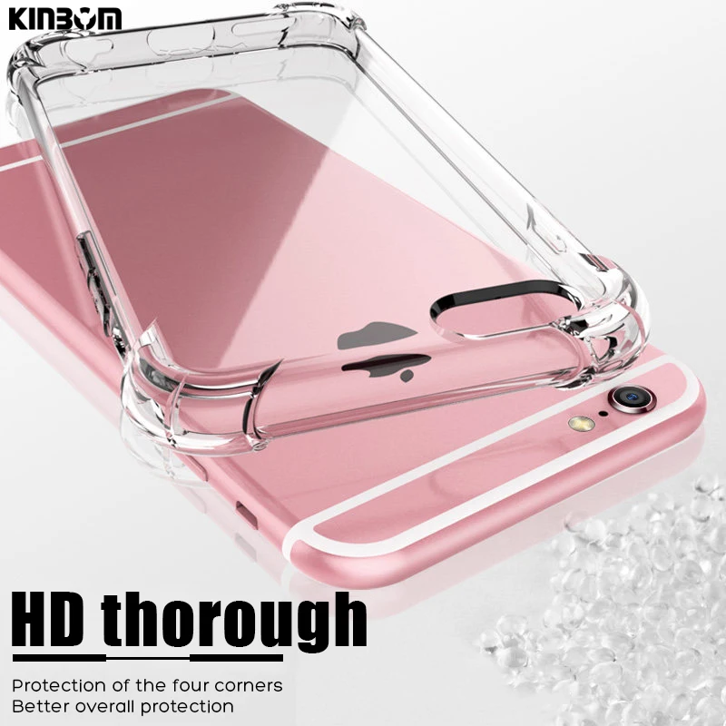 

KINBOM Transparent case for iPhone 7 8 X XR Luxury Shockproof Bumper Silicone Phone Case for iphone XS Max 6S 7 Plus Clear prote
